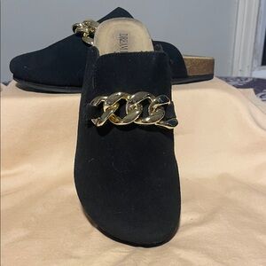 Dream Pairs Black Mules with Gold Accent
